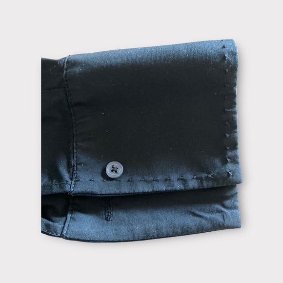 Tahari Button Down Shirt, Blouse, Black, Cotton, Elasthane - Picture 4 of 5